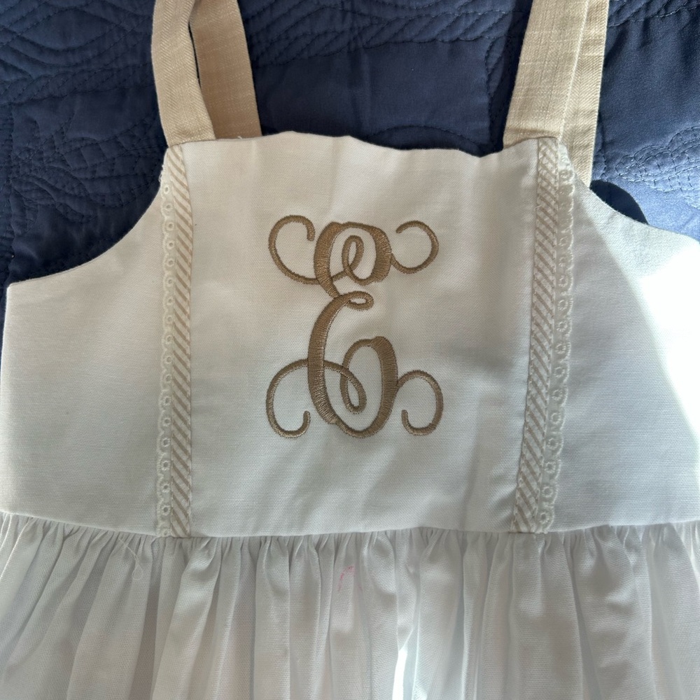 Cream and Tan Monogrammed Dress